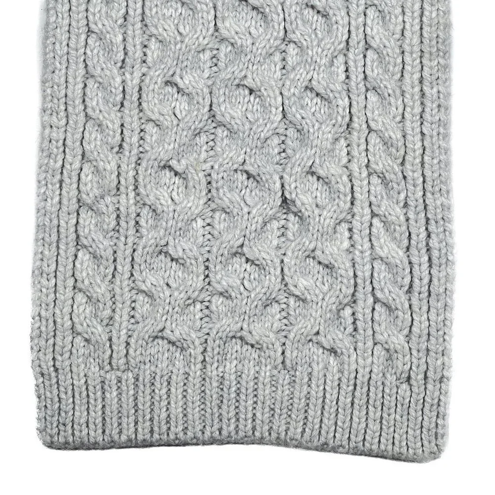 Fisherman Chunky Cable Knit Wool Alpaca Scarf in Light Grey Soft Unisex - NWOT